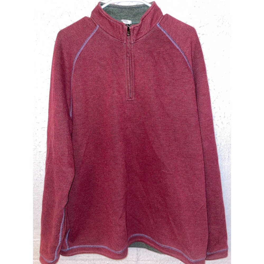 Johnnie O Reversible 1/4 zip Pullover Sweater Mens XL Red Green Surfer Dude Logo